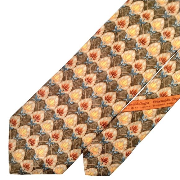 ERMENEGILDO ZEGNA 100% Silk Tie 59"x3.75" Multicolor Abstract Floral Maximalist - Picture 1 of 4